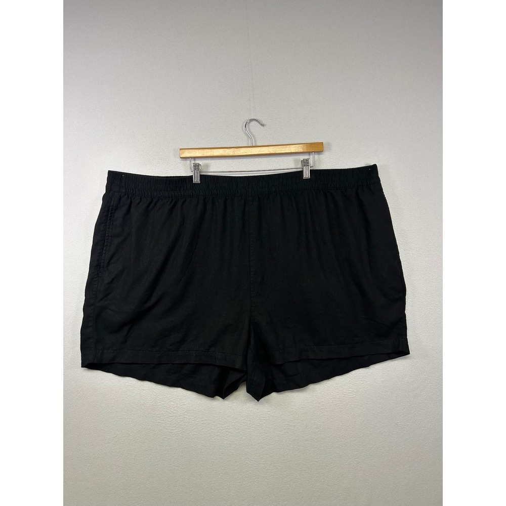Coastal Minimalist Old Navy Women 4X Black Linen Blend Elastic Waist Shorts